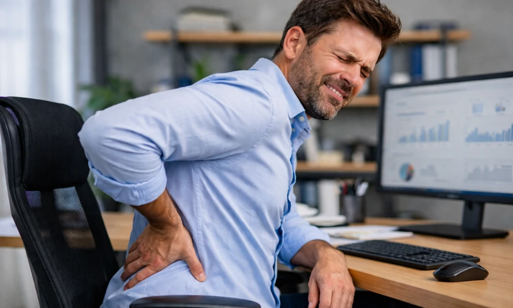 dor nas costas por ficar muito tempo sentado no trabalho